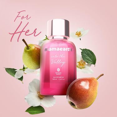 Mamaearth Into The Valley Liquid Eau De Parfum For Women-100Ml|Made Safe Approved|Premium&Long-Lasting Fragrance|Blend Of Exotic Ingredients|Perfume With Pear,Jasmine&Vanilla Notes|Fresh Scent